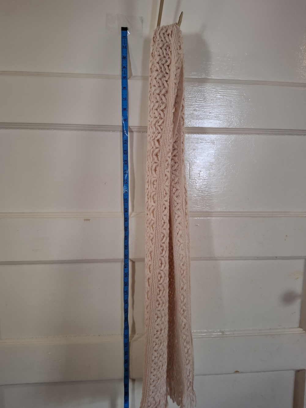 LOFT Blush Pink Open Knit Crochet Fringe Scarf Boho
